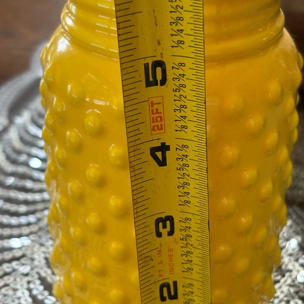 Yellow hobnail vase new